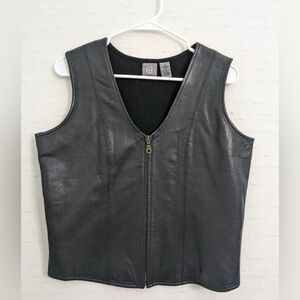 90s Chandler Hill Genuine Leather Vest Black L – Vintage Biker Grunge Streetwear
